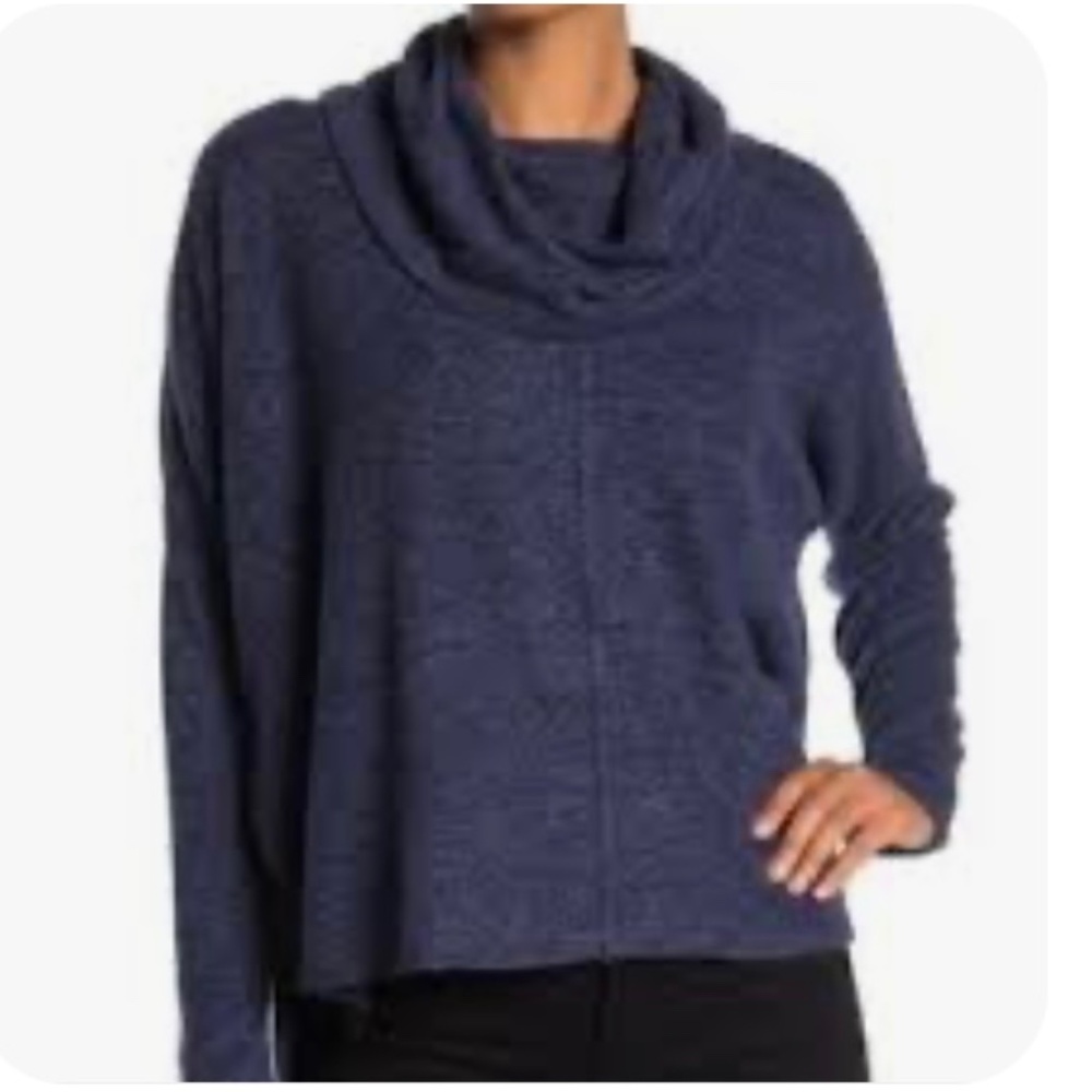 status by Chenault cowl neck oversized navy blue lightweight sweater NWOT